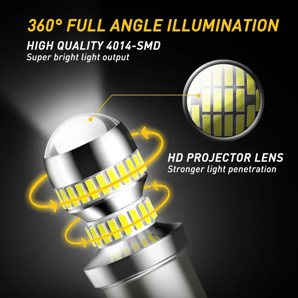 AUXITO 1156 54SMD Señal LED Giro Freno Inverso Estacionamiento Bombilla Luz 6000K Blanco Foto 4 de 4