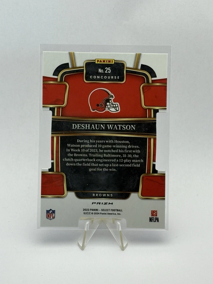 2023 Panini Select Deshaun Watson Red and Blue Die Cut Concourse Browns #25 - Image 2 of 2