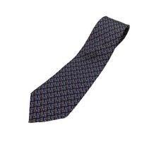 FERRAGAMO Silk Tie Necktie Blue/Yellow Geometric Italy Very Good