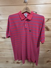 Vintage IZOD Lacoste Polo Shirt Mens XL Red Blue Striped Cotton Crocodile