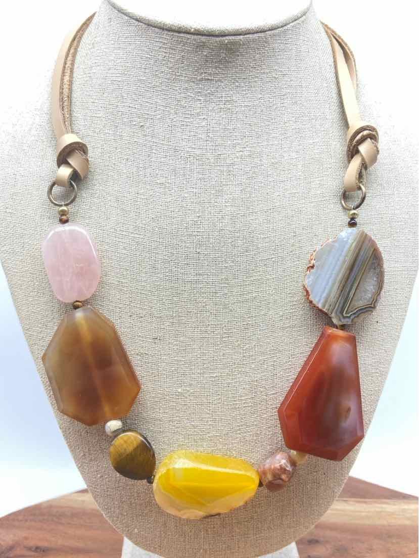Pre-Owned Barse Tan Agate Statement Necklace - image 1