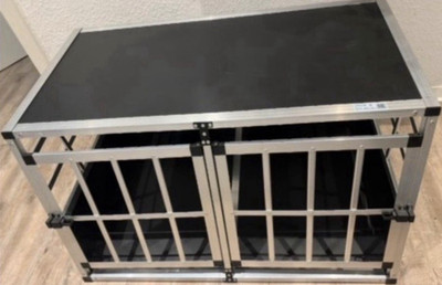CROOZER Auto-Hundetransportbox Aluminium mit Doppeltür, Silber/Schwarz