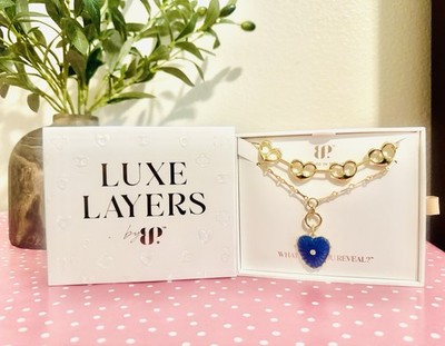 BP Lapis Heart Cubic Zirconia Pendant Necklace Gold Plated 18''+2.5'' Ext