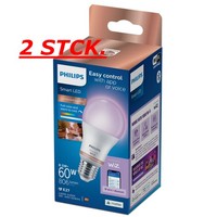 2Xphilips Smart LED A60 Birne 8,5W = 60W E27 Matt CCT 2200K - 6500K Dimmbar Wifi