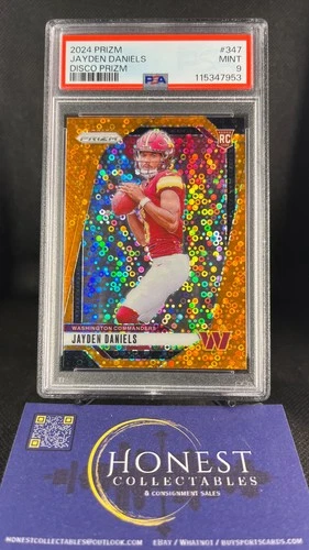 Jayden Daniels (RC) Grade PSA 9 - 2024 Panini Prizm Orange Disco Prizm #347