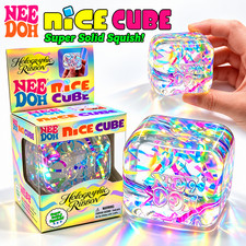 NeeDoh Nice Cube Holographic Ribbon &ndash; Super Solid Squish Sensory Toy &ndash; New