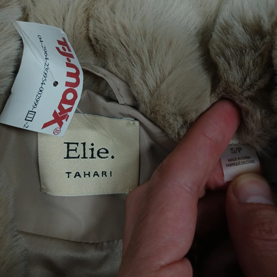 Elie Tahari Veset Womens Small Brown Faux Fur Full Zip Pockets NWT - Image 4 of 4