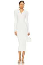 Lovers and Friends ANIKIA MIDI DRESS ribbed knit white size M 149msrp