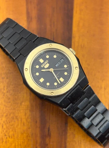 Vintage Seiko 5 Watch Women Automatic 4206-0160 PVD Gold Tone 27mm - For Repair