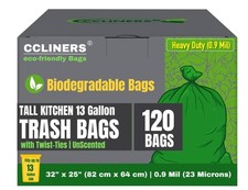 Tall Kitchen Biodegradable Trash Bags 13 Gallon 120 Bags Eco-friendly Mediu...