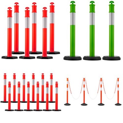 Uimoso Set of 2-12 Traffic Guide Posts, 34/48 in, Weighted or Fillable Base