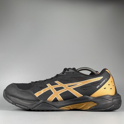 Asics GEL-Rocket 11 Men's 11 Wide Black Gold Athletic Sneakers Lace Up Shoes EUC
