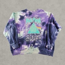 Vintage Pink Floyd Sweatshirt Mens XL Purple 90s Tye Dye Band Tour Concert Crew