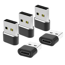 USB to C Adapter for iPhone 17 Charger 5Pack,USBC Female 5 Pack, Black