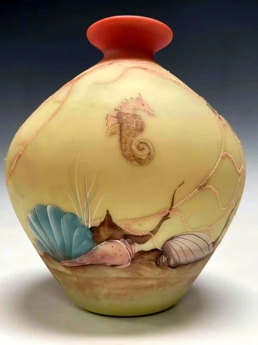 Fenton 1985 Burmese Sea Dreams Vase ~Connoisseur Collection~ Signed 879/950  9"