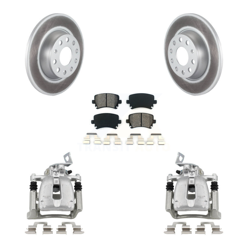 Rear Brake Caliper Rotor Semi-Metallic Pad Kit for Volkswagen Passat