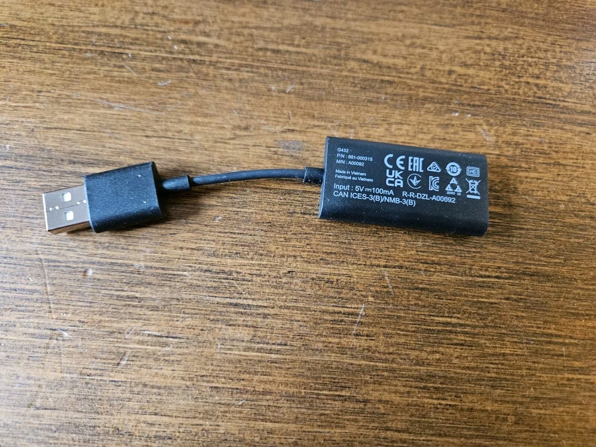 Logitech G432 Female to Type-A Male USB Audio Adapter