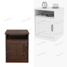 Comodino stile lineare in legno 1 Anta + ripiano bianco o marrone stanza letto