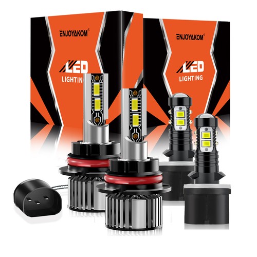 4PCS For Dodge Neon 2003-2005 Combo LED Headlight Hi Lo Fog Light Bulb Kit 6500K