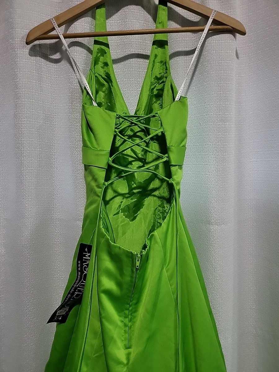 Masquerade Ball Gown Green Tulle Cocktail Event Tieback Dress Size 3/4 NWT  | eBay