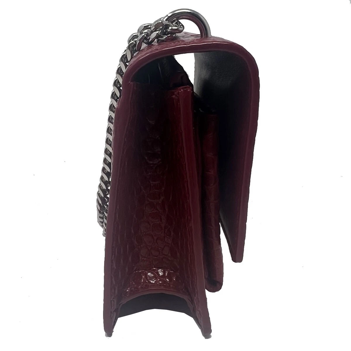 SAINT LAURENT (YSL) Portafoglio YSL Sunset Chain in pelle di coccodrillo goffrata con tracolla catena