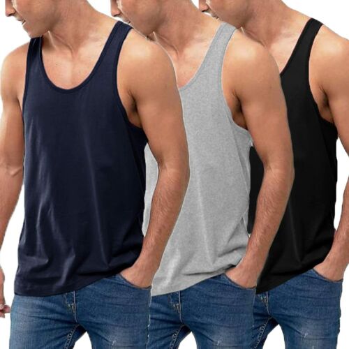 COOFANDY Men's 3 Pack Tank Tops Cotton Performance Sleeveless Casual Classic T S - Picture 1 of 7