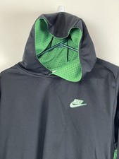 Vintage Nike Hoodie Mens Large Green Black Spell Out Essential Swoosh Zip Up Y2K