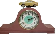 Spatus Mantle Clock Mauve Yellow Car On Top Rare Vintage Collectible Works