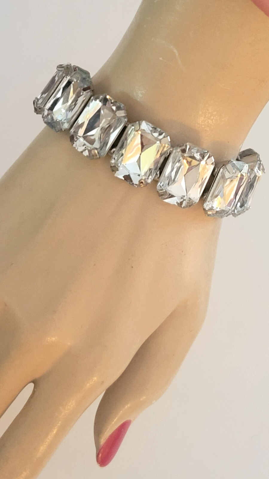 Sparkling Rhinestone Large Emerald Cut  Rectangle… - image 1