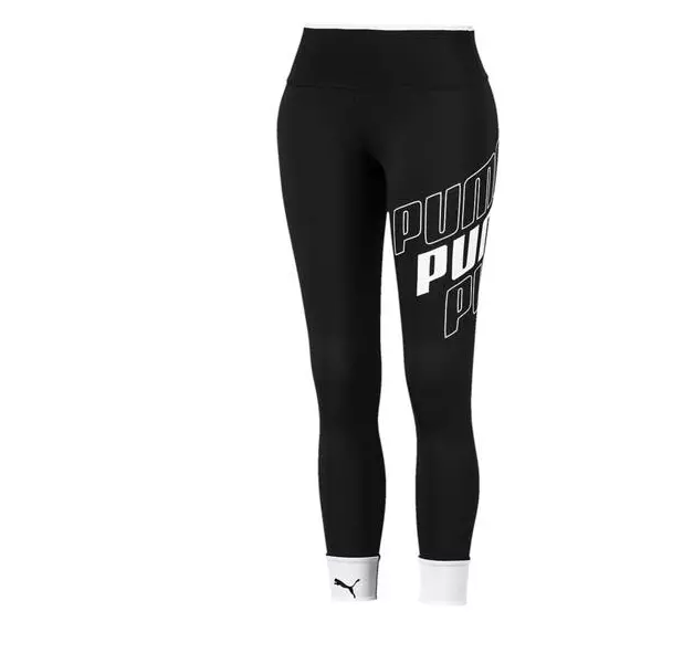 Puma Women's Black White Cuff Logo Leggings X-Small