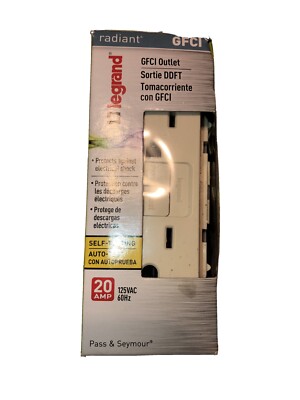 Pass & Seymour 2097LACCD12 GFCI Outlet, Heavy Duty, 20A, LIGHT ALMOND Self Test