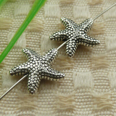 14/42pcs Tibetan Silver Hole:4.5mm Starfish Loose Spacer Beads Crafts 12.5*14mm 