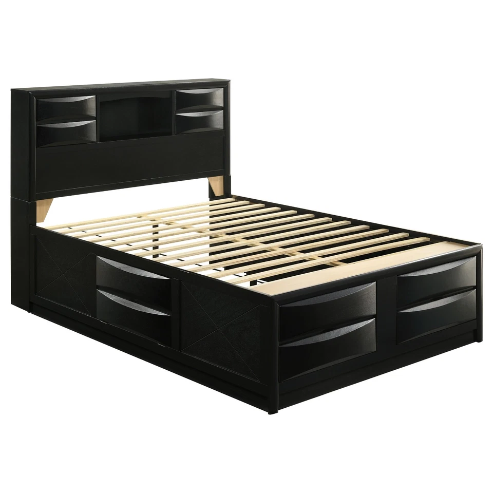 Briana Modern Wood Queen Platform Storage Bed in Black Queen or King - Imagem 2 de 4