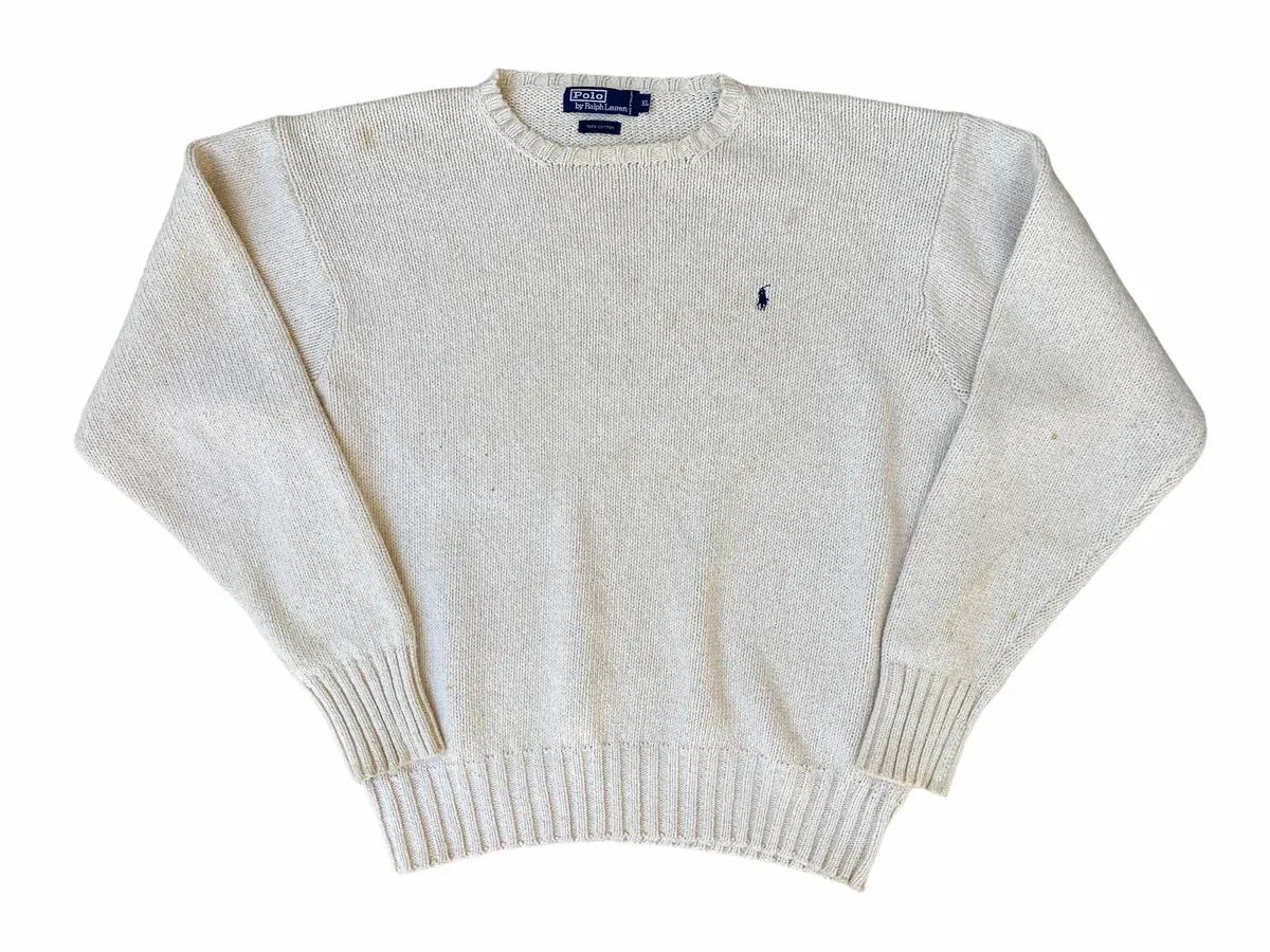 Polo Ralph Lauren Men's Vintage VTG 100% Cotton Heavy Knit Pullover Sweater  | XL