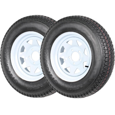 #ad 2 Pack Trailer Tire On Rim ST175 80D13 175 80 D 13 LRC 5 Lug White Spoke Wheel $134.98