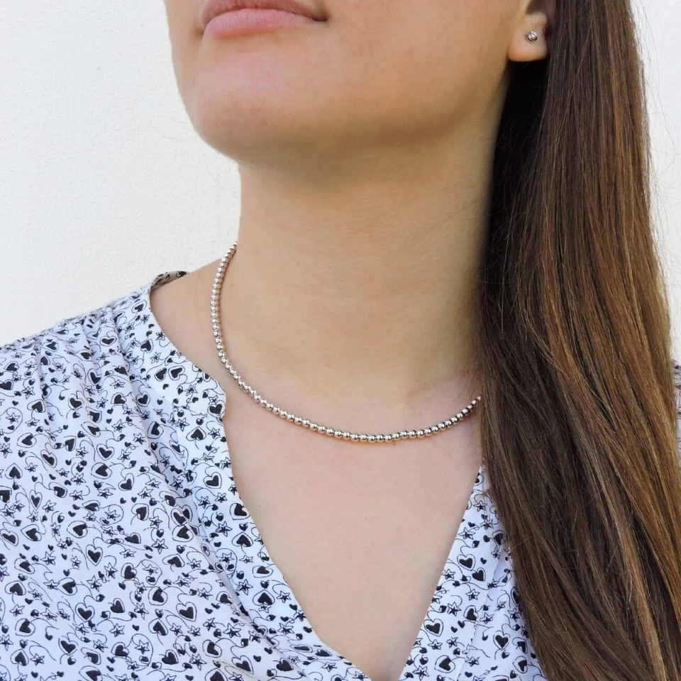 Collana Sfere Argento 925 Lunghezza 50 cm  - Immagine 3 di 3