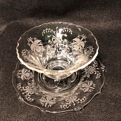 Vintage Heisey Queen Ann Mayonnaise Set w/Orchid Etch | eBay