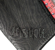 KASHKA HIJAB Scarf Red Black Print Black Beads Sparkle Excellent Sheer