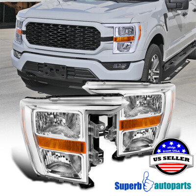 For 2021-2023 Ford F150 Halogen Headlights Headlamp Pair Left+Right 21 22 23