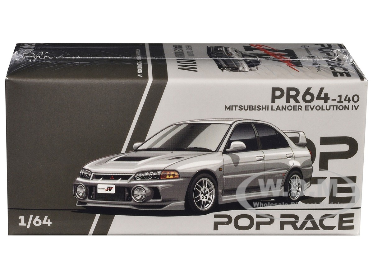 MITSUBISHI LANCER EVO IV RHD STEEL SILVER 1/64 DIECAST CAR BY POP