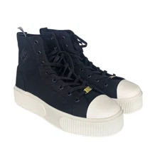 NEW PF Flyers The Allston Women's Size 10 High Top Sneakers Black Canvas White