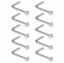 18G Surgical Steel Mix Color CZ L Shaped Nose...
