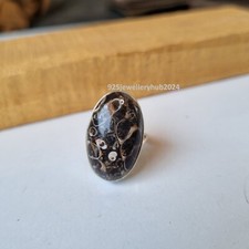 Lovely Turritella Agate Gemstone Ring 925 Sterling Silver Handmade Ring PG5529