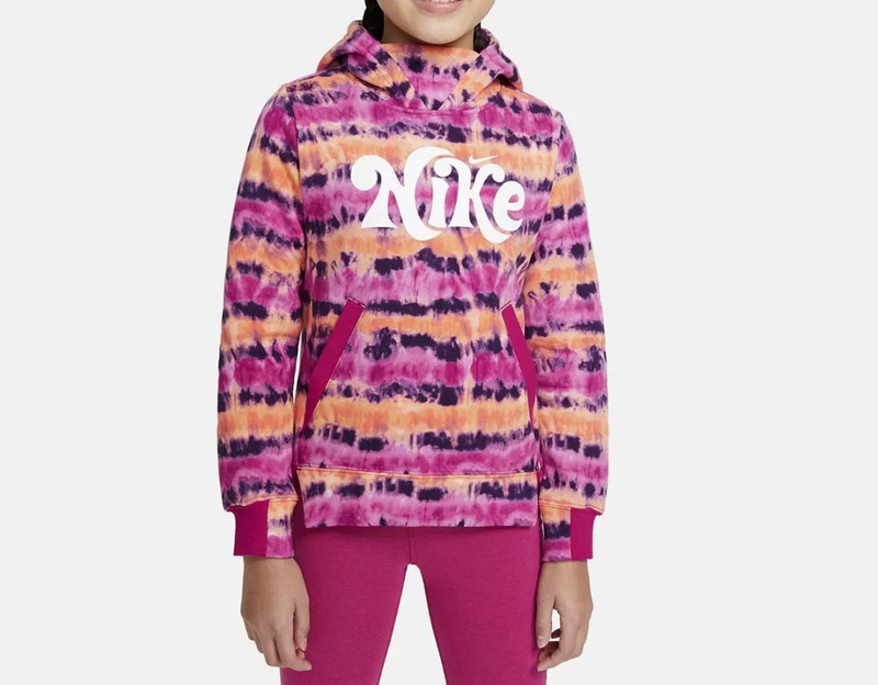 Girl's Nike Sportswear Tie Dye Long Sleeve Hoodie in Fireberry Size M - NEW