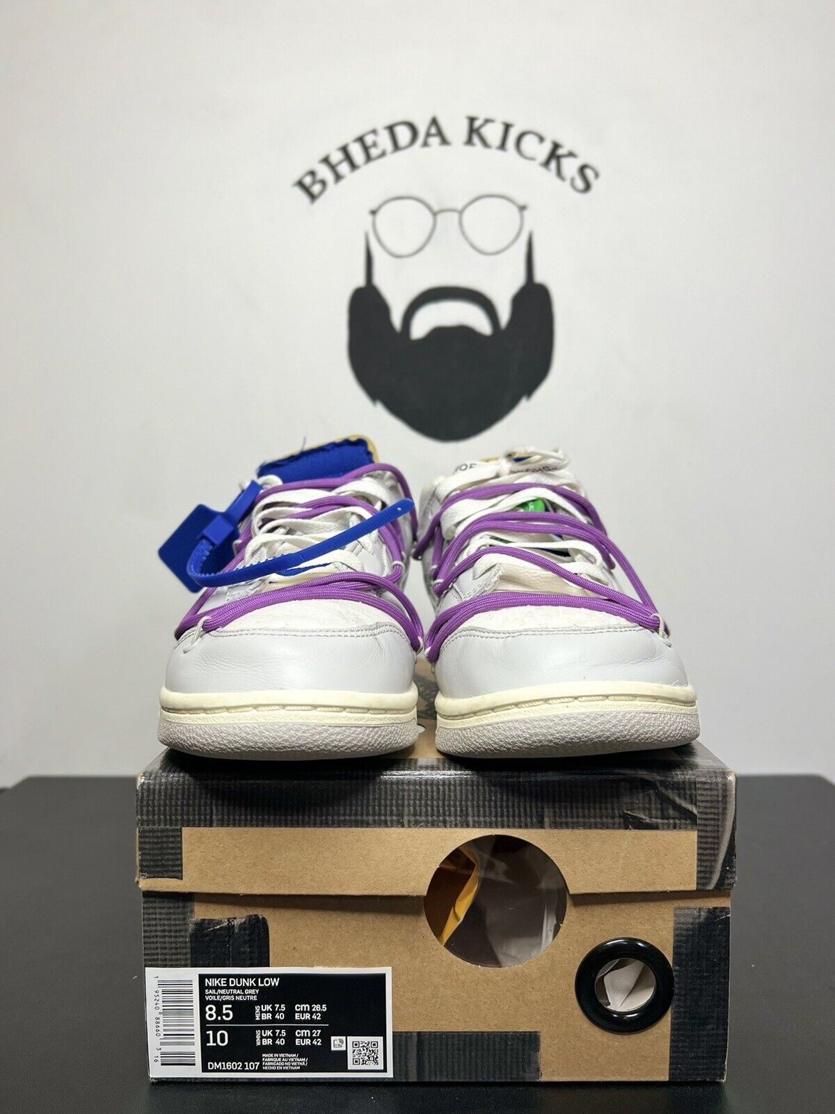 OFF WHITE X NIKE Nike Air x Off White Dunk Low lotto 48 di 50 DM1602 107 taglia 8 5 usate Og rare