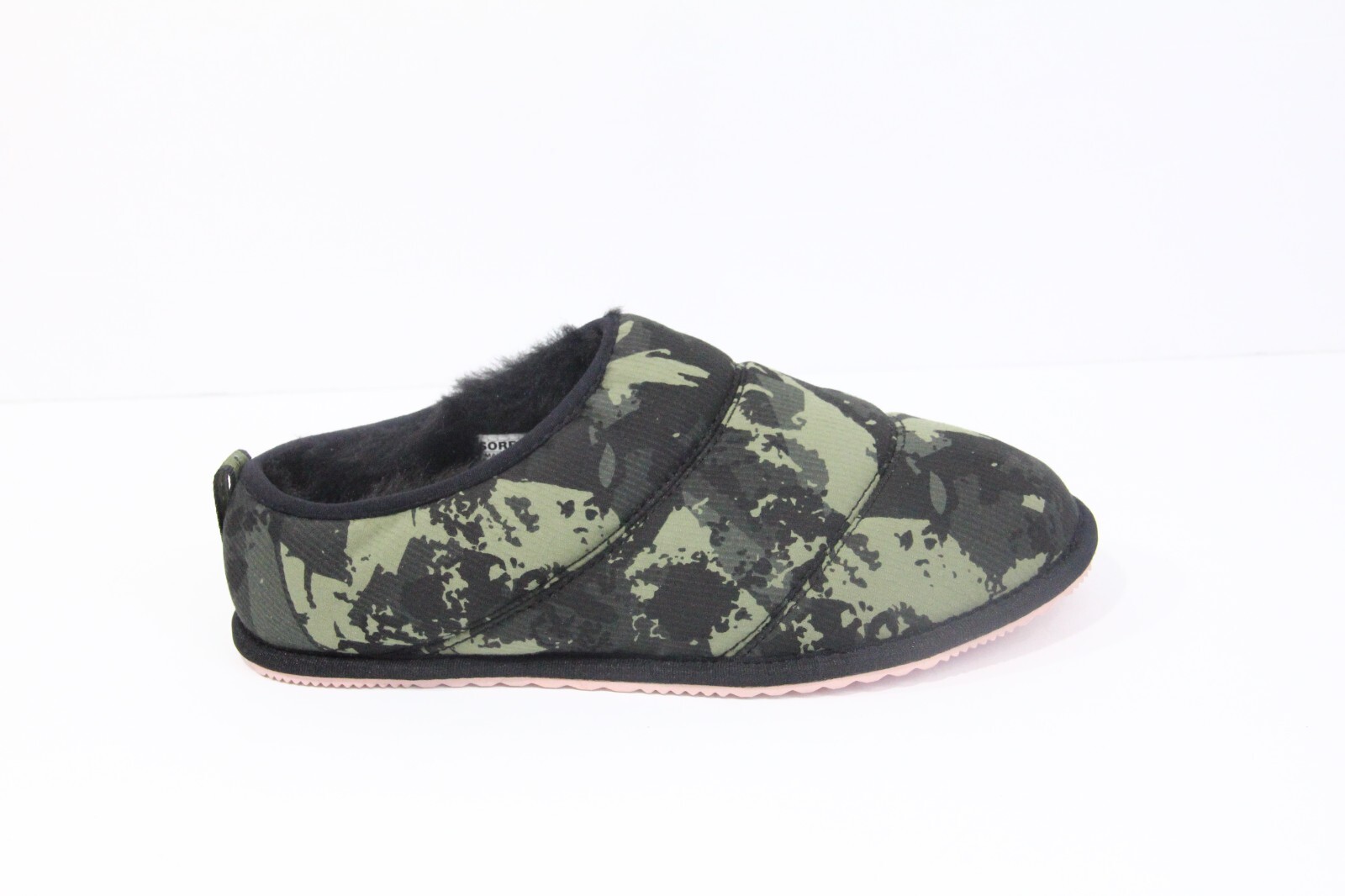 SAOLA Pantofole Sorel Bodega Run taglia 8nuove donna slip on mimetiche interno esterno suola verde