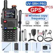 2Pcs Baofeng 5RH PRO GPS Walkie Talkies Multi Band Two Way Radios 48cm Mic Cable