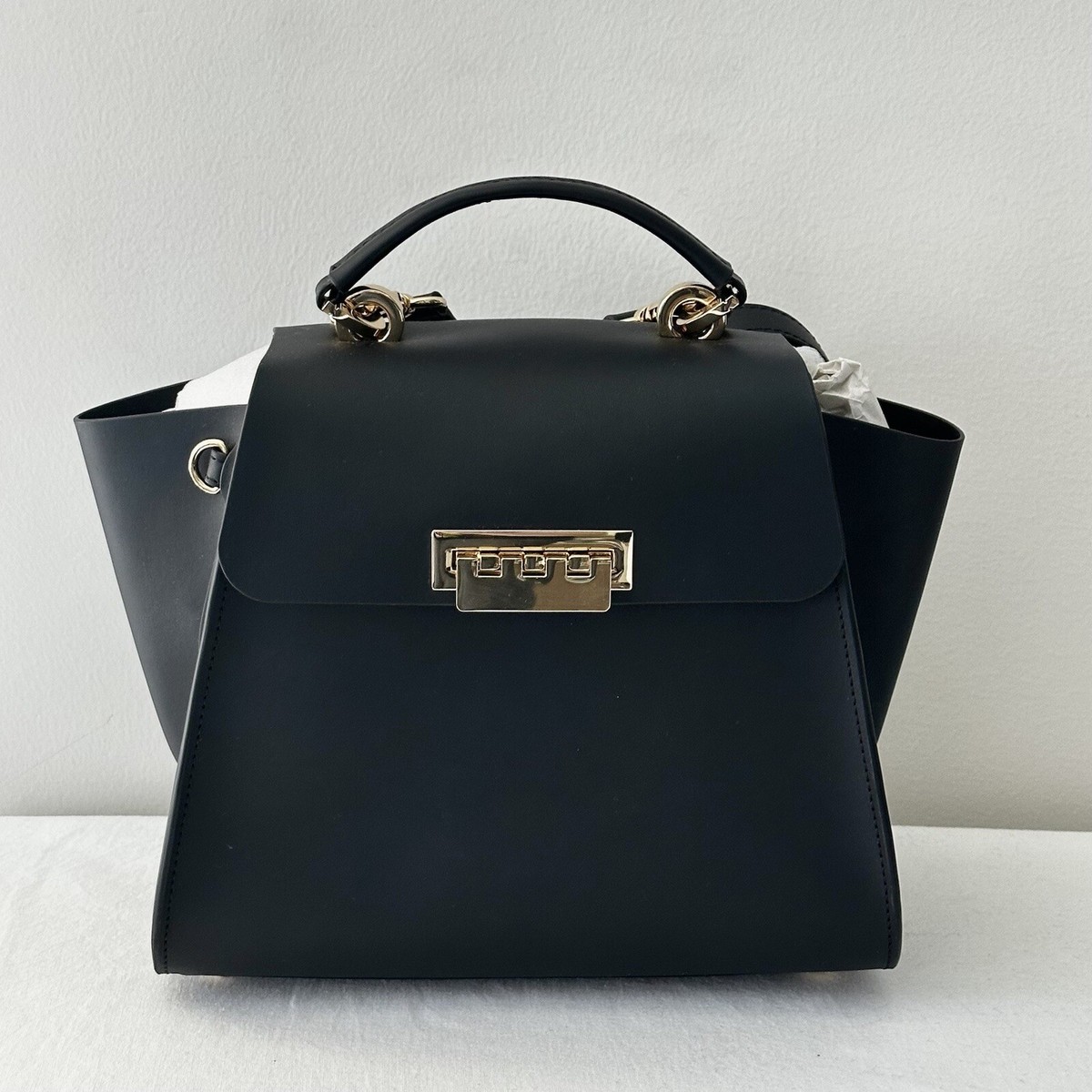 ZAC Zac Posen Eartha Iconic Convertible Backpack Navy Blue Leather Gold Hardware Zac Posen Blue Bags & Handbags for Women for sale | eBay main image 3