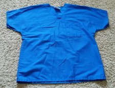 Fundamentals by White Swan Short Sleeve V-neck Scrub Shirt size S small - blue