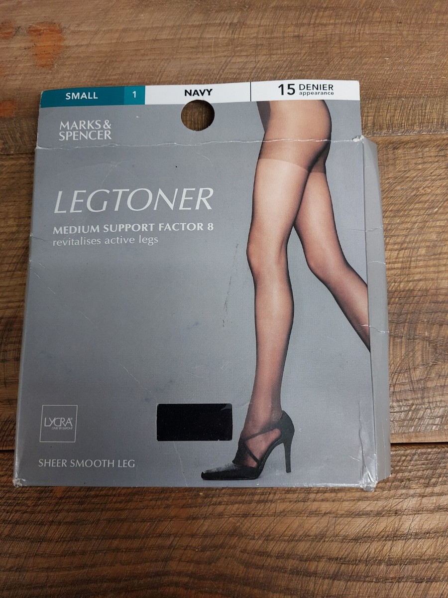 Marks Spencer Small Navy 15 Denier Sheer Smooth Leg Legtoner